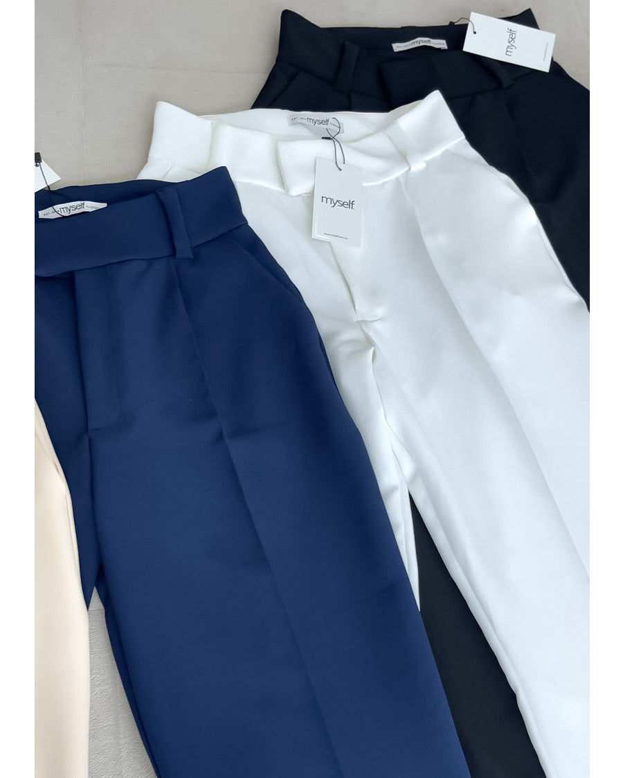 PANTALÓN TIPO SASTRE BOTA ANCHA AZUL MARINO  - MYSELF