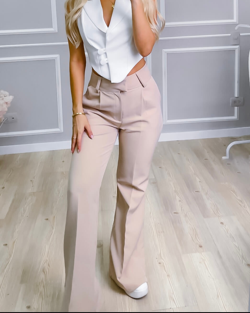 PANTALÓN TIPO SASTRE BOTA ANCHA CAMEL - MYSELF