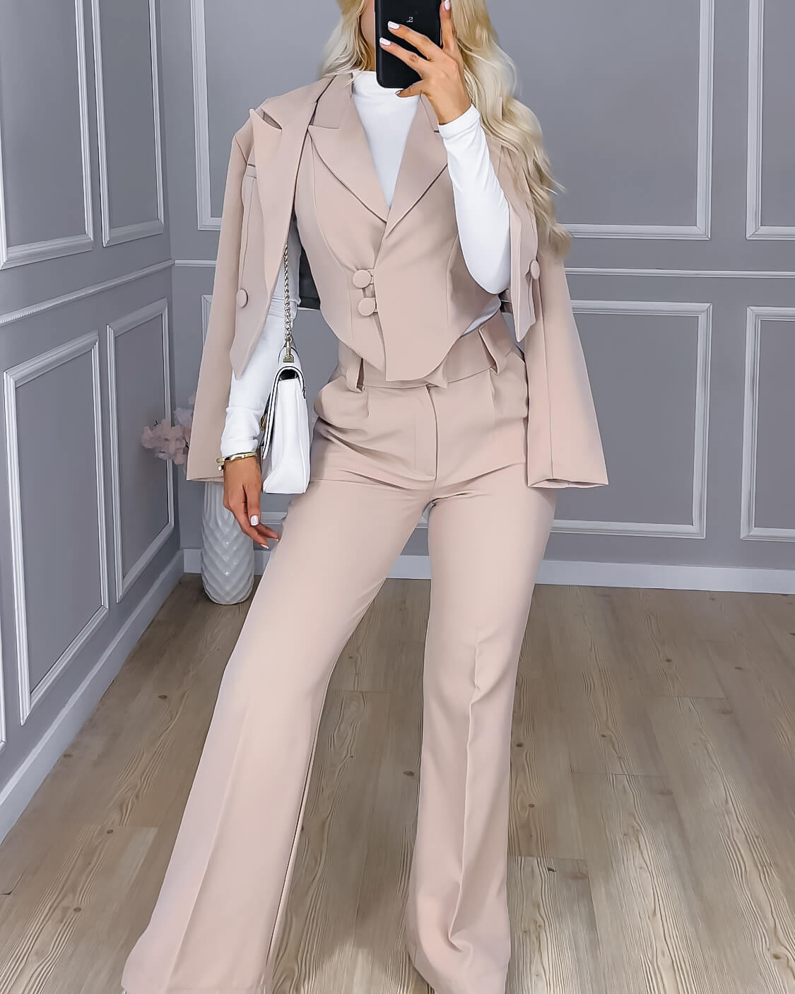 SET CHALECO Y PANTALON + BLAZER BEIGE - MYSELF